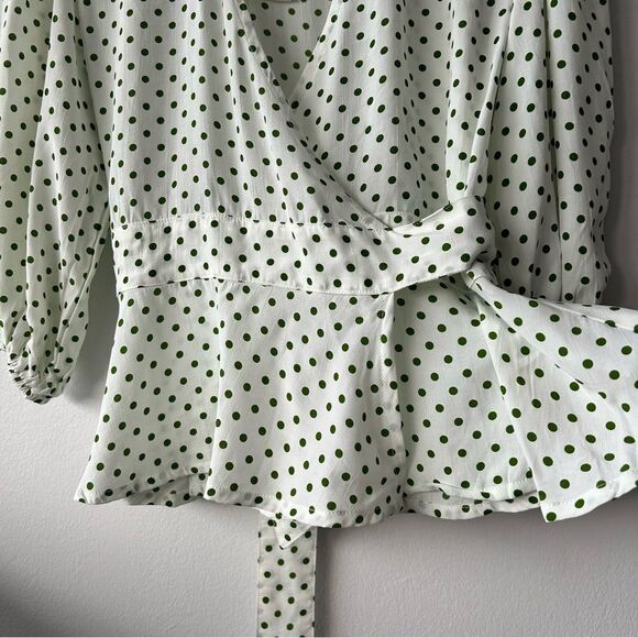 Faithfull The Brand Lavender Wrap Green Lula Dot Blouse - Picture 6 of 9